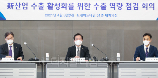 성윤모 산업통상자원부 장관이 8일 '신산업 수출 활성화를 위한 수출 역량 점검 회의'에 참석해 발언하고 있다. <산업통상자원부 제공>